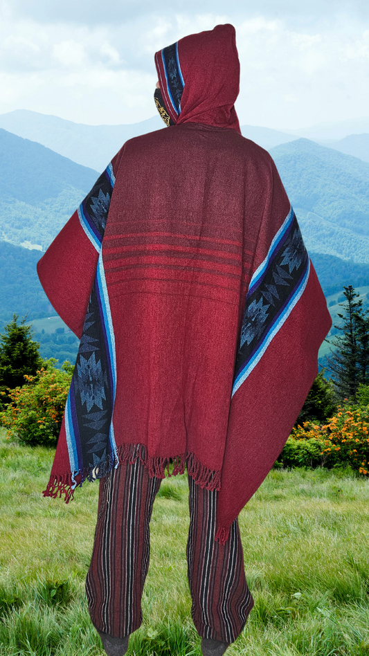 Red Royal Premium Unique Andean Poncho Unisex