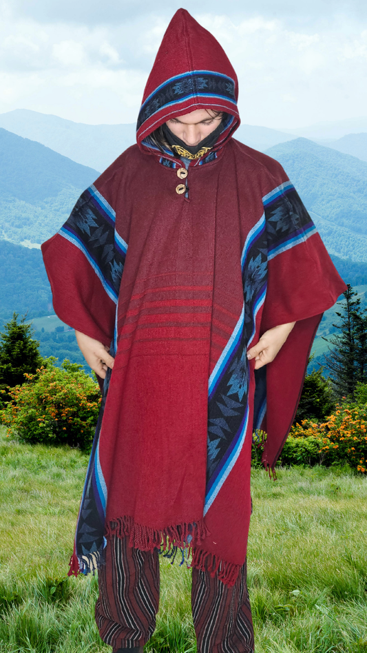Red Royal Premium Unique Andean Poncho Unisex