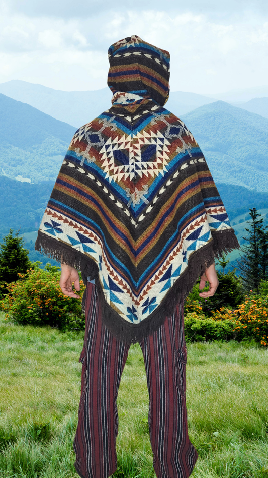 Multicolor Shaman Unique Andean Poncho Unisex