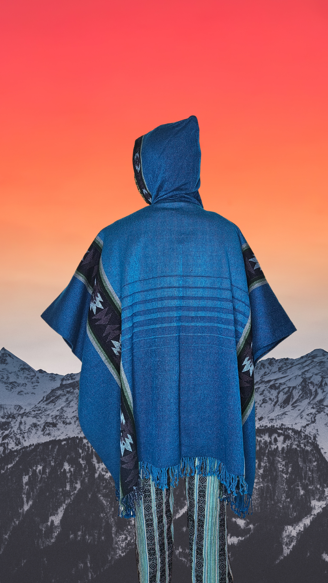 Deep Blue Royal Unique Andean Poncho Unisex