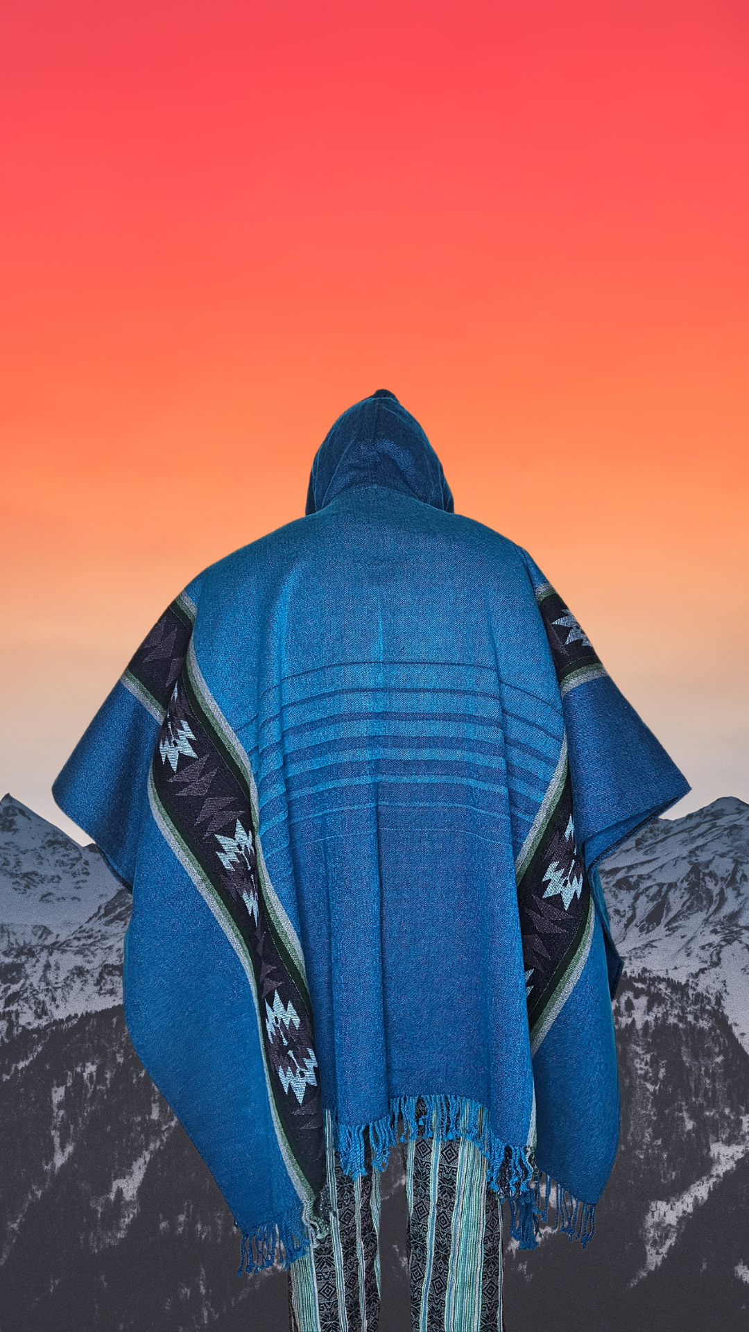 Deep Blue Royal Unique Andean Poncho Unisex