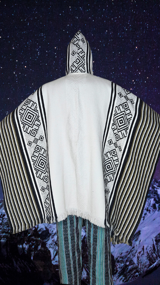 Black-White Unique Andean Poncho Unisex