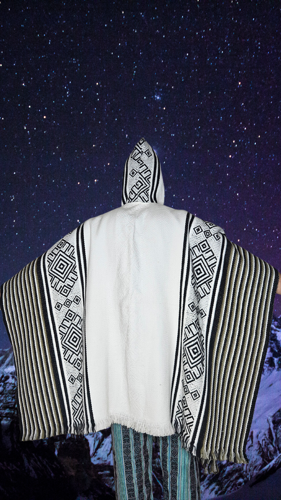 Black-White Unique Andean Poncho Unisex