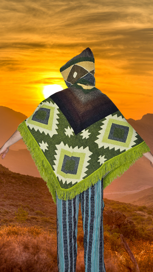 Green Pyramid Unique Andean Poncho Unisex