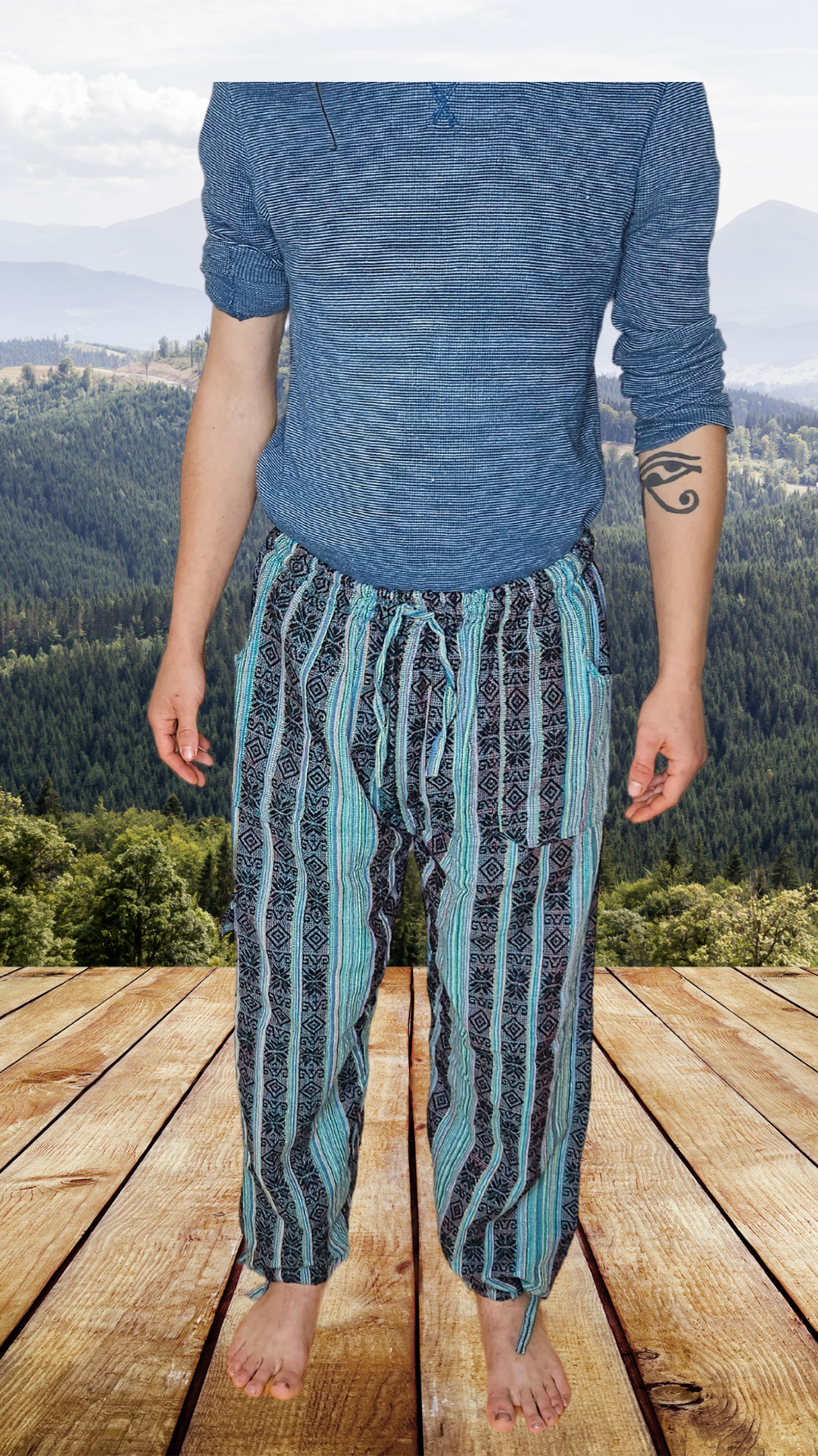 Aquamarine Blue Pants Andean Unisex
