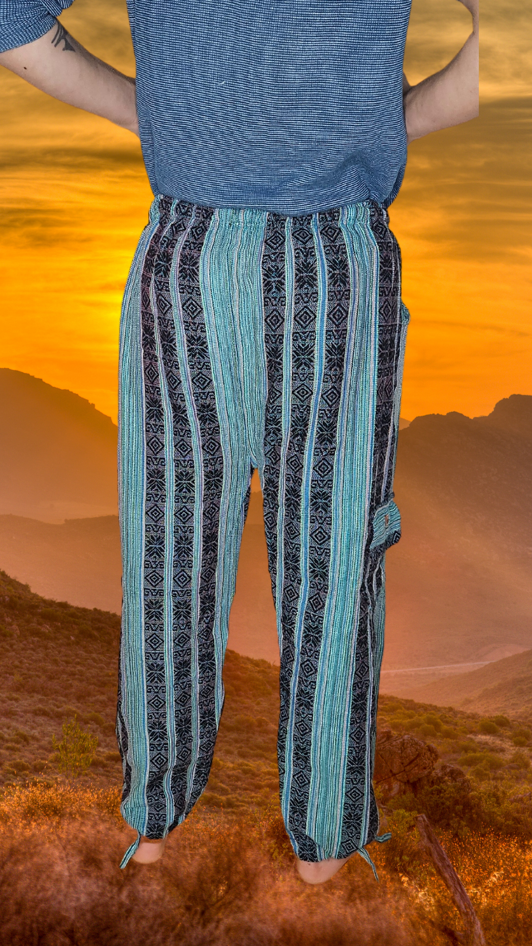 Aquamarine Blue Pants Andean Unisex