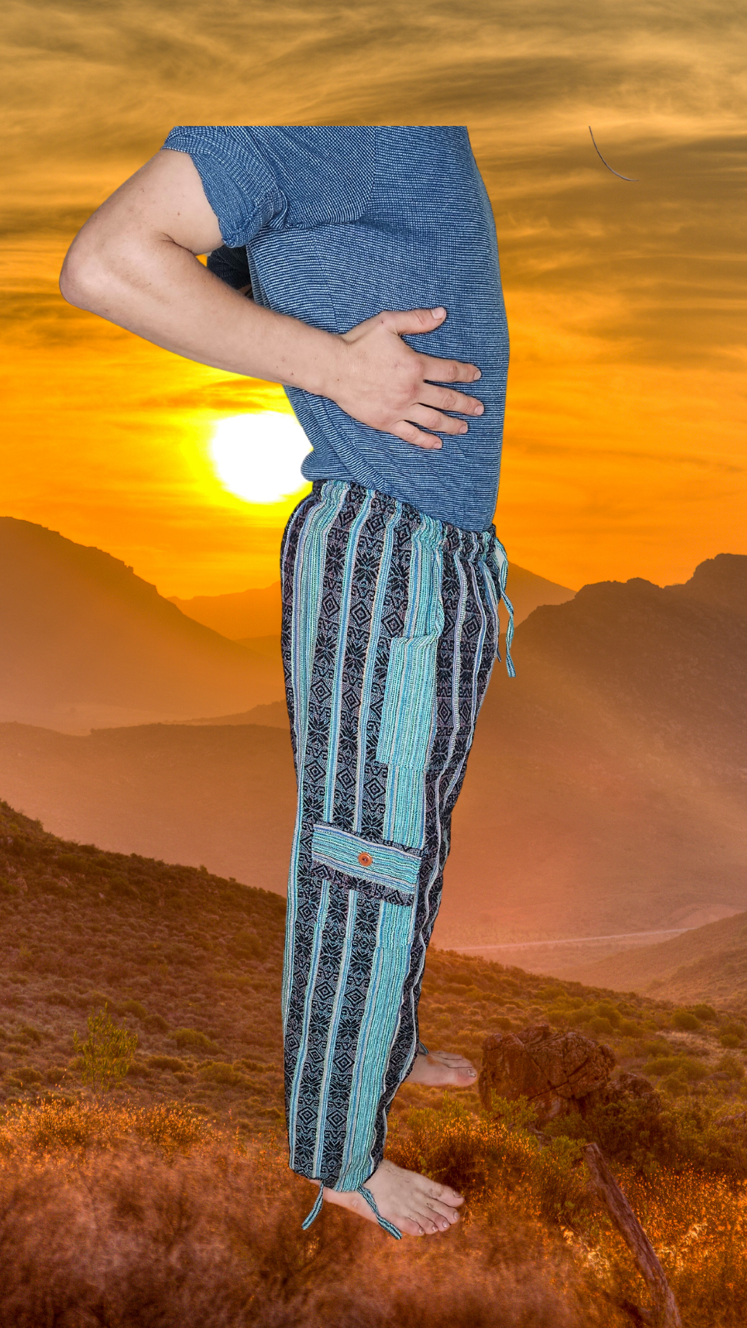Aquamarine Blue Pants Andean Unisex