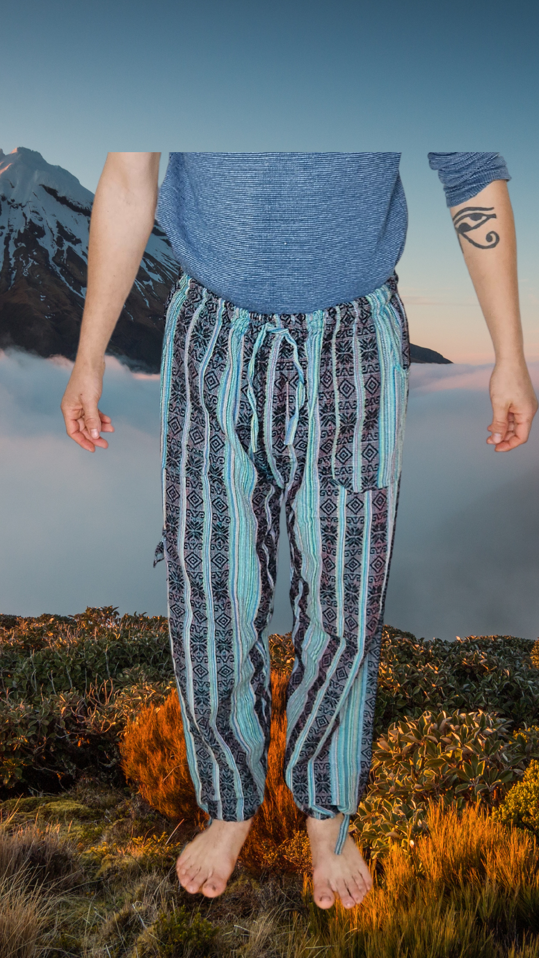 Aquamarine Blue Pants Andean Unisex