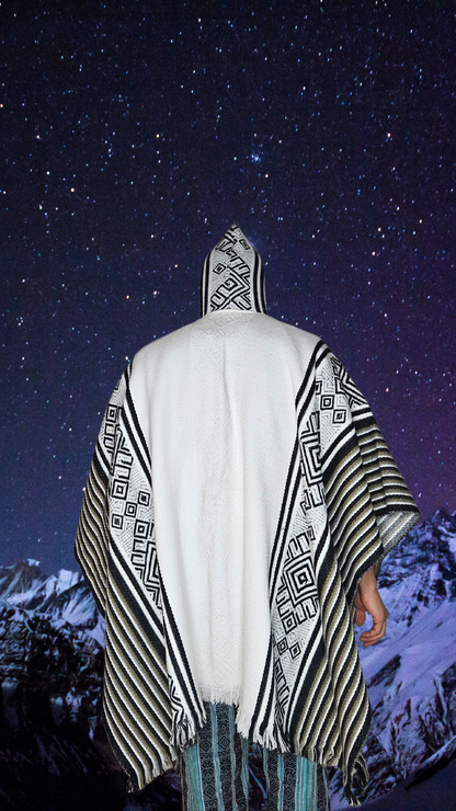Black-White Unique Andean Poncho Unisex