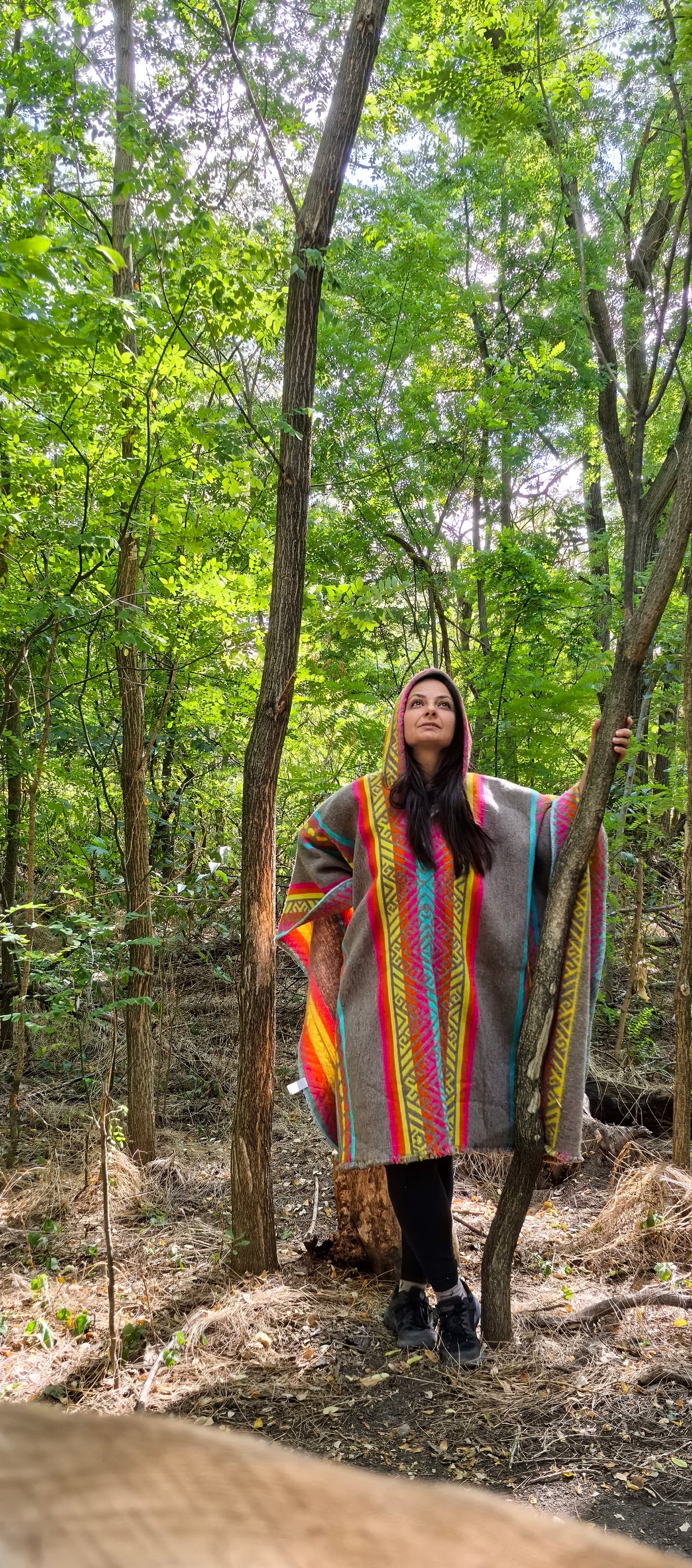 Yellow Blue Red Premium Unique Andean Poncho Unisex