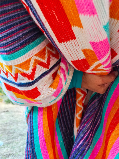 Purple Red Premium Unique Andean Poncho Unisex